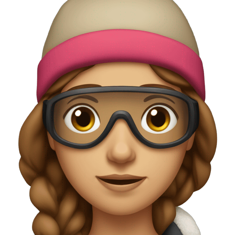 Brown haired girl with hat and going skiing with glasses emoji