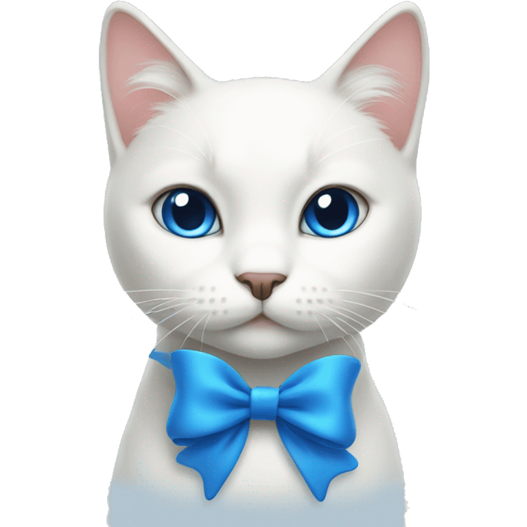 White cat with blue bow emoji