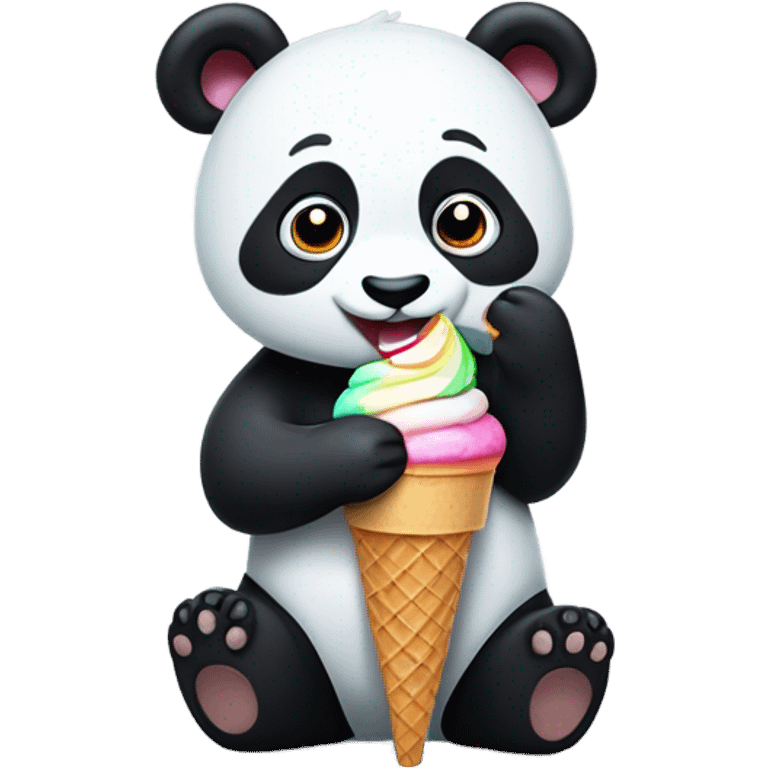 Panda eating ice cream emoji