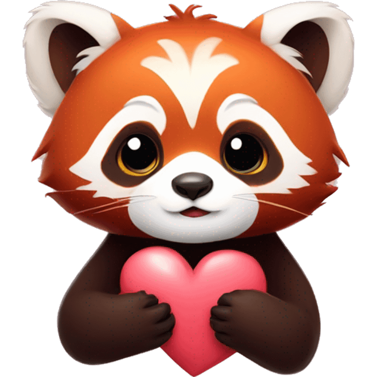 Red panda hugging a heart emoji