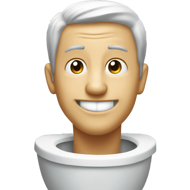 man's head and neck looking out of toilet bowl smiling emoji