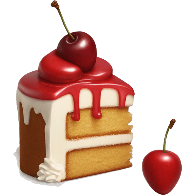 Red and white cake with one cherry on top emoji