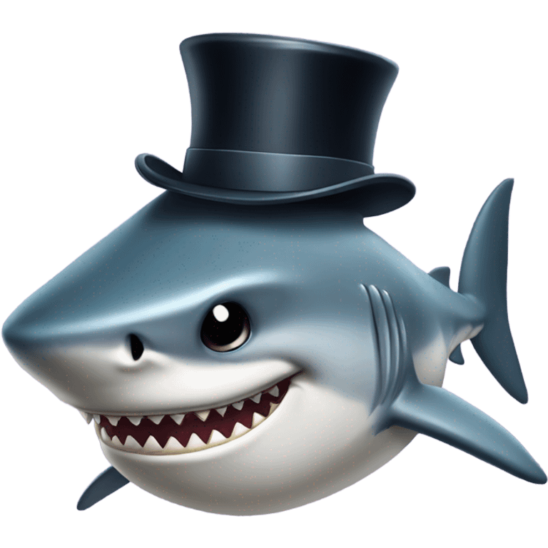 Shark with a top hat emoji