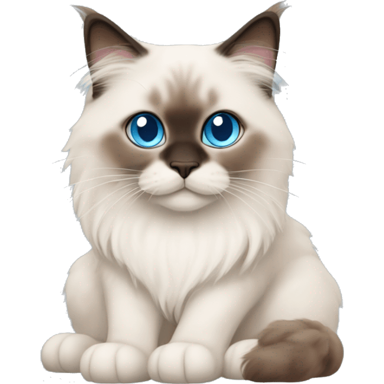 himalayan ragdoll cat with light blue eyes and brown ears brown paws and nose  emoji