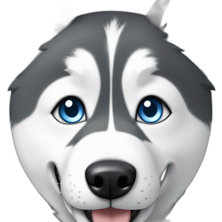 Husky dog light grey light blue eyes smile emoji