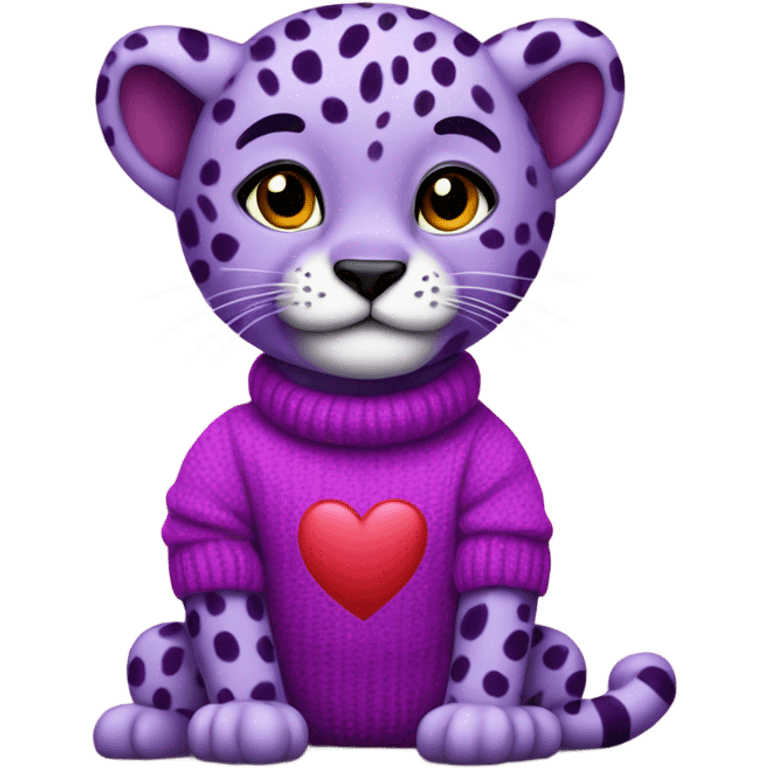 Purple cheetah in a valentines jumper emoji