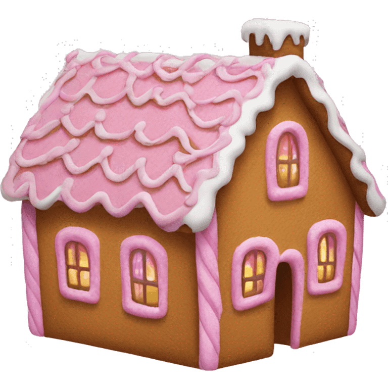 A pink gingerbread house emoji