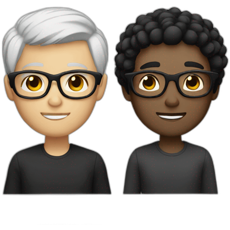 couple with white skin and  glasses and black hair and black eyes emoji