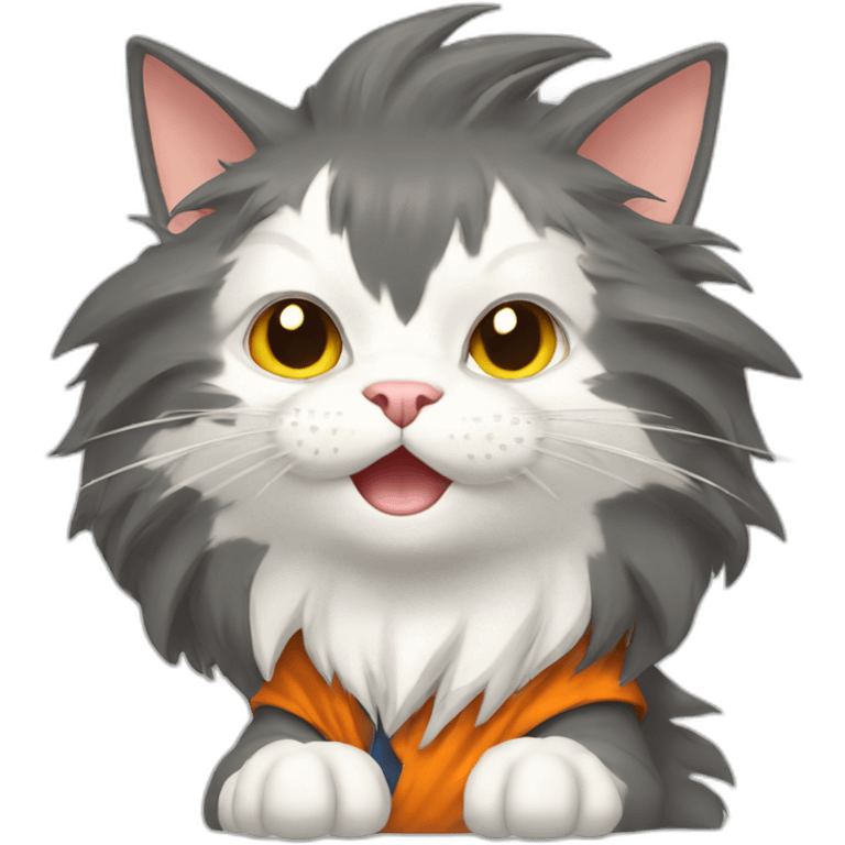 cuta cat with the hair of goku goku-cat emoji