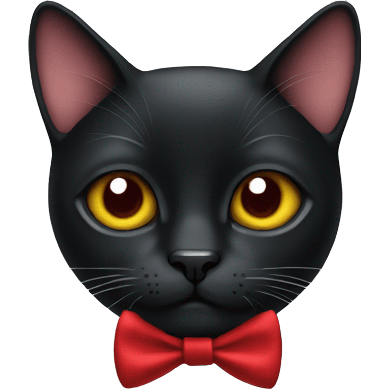 Black cat with a red bow tie emoji