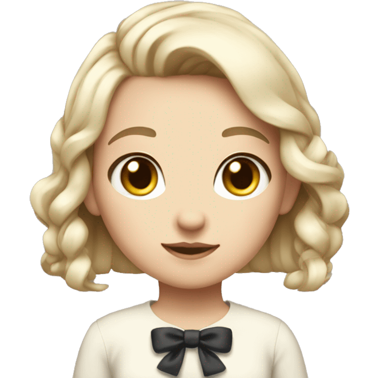 A Girl With a cute hair, a soft white skin a Bow , and aesthetic clothes emoji