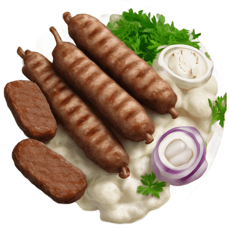 Bosnian national dish cevapi with kaymak emoji