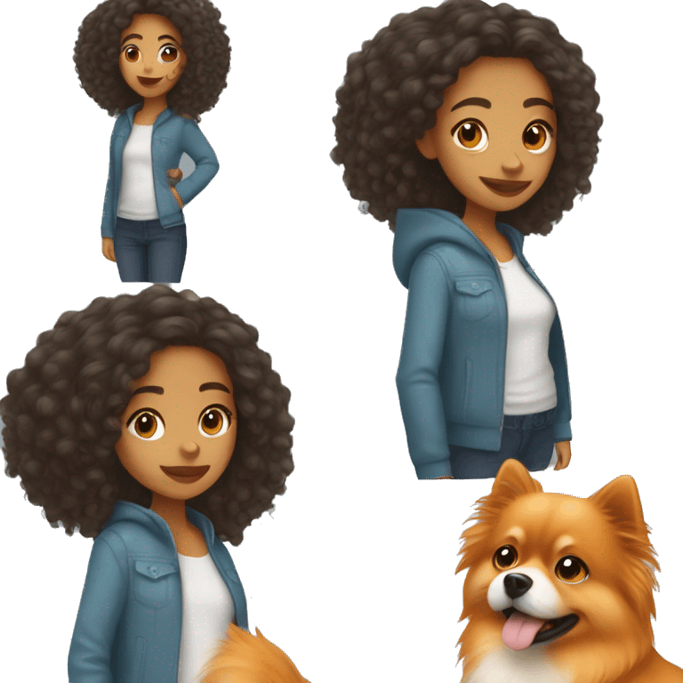 Young Latina girl with orange Pomeranian emoji