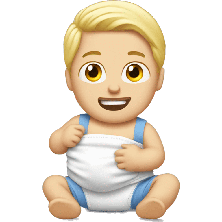 blonde dad changes diaper to baby emoji