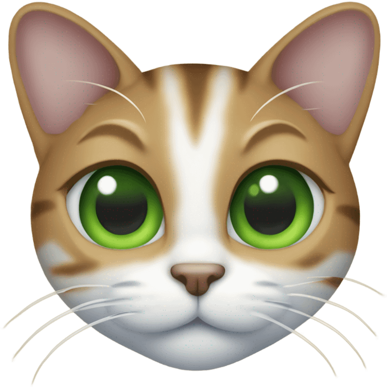 Tabby cat with green eyes and eyelashes emoji