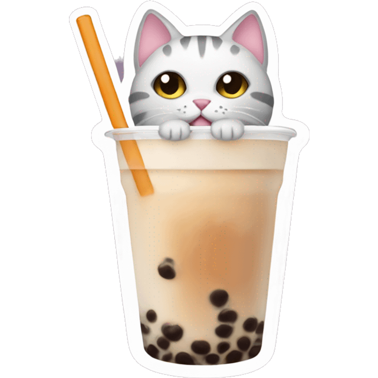 Cat with boba tea  emoji