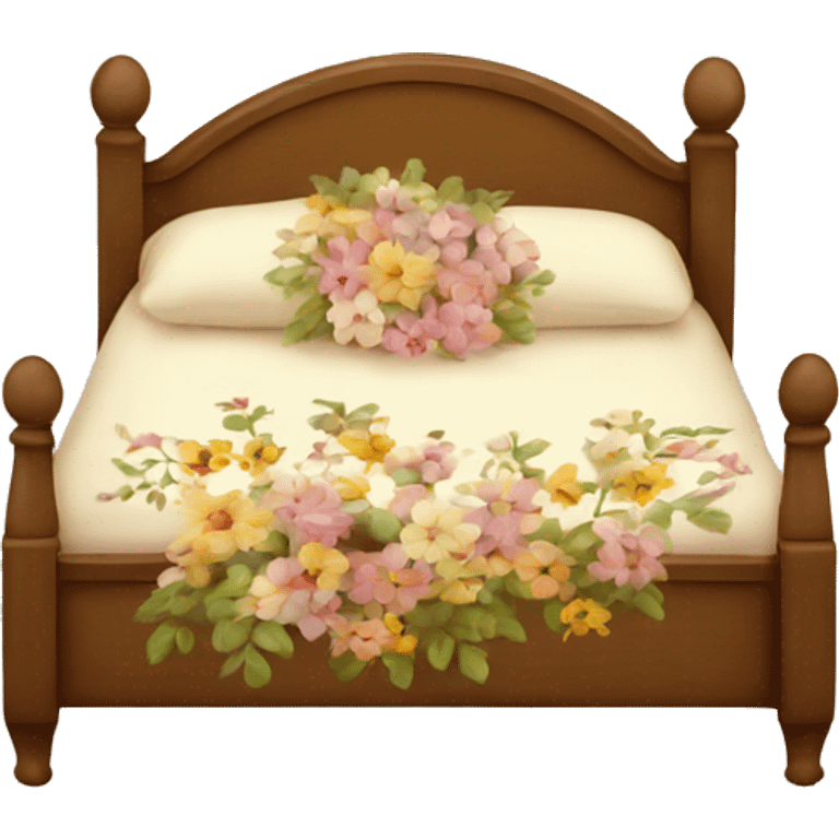 Vintage cozy bed with flower design emoji