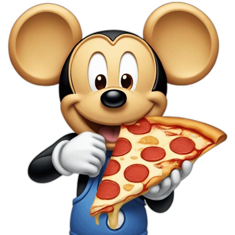 Mickey mouse eating pizza emoji