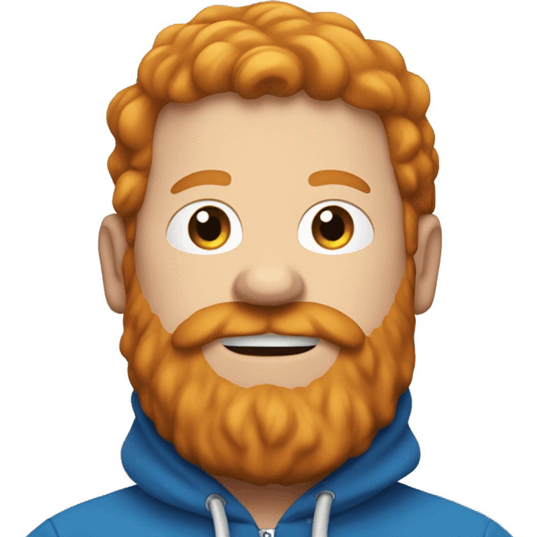 Fat ginger beard man wearing a blue hoodie with hood on emoji