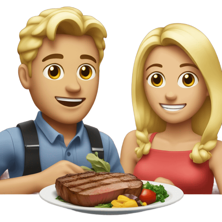 20 year old chefs Blonde couple eating steak emoji