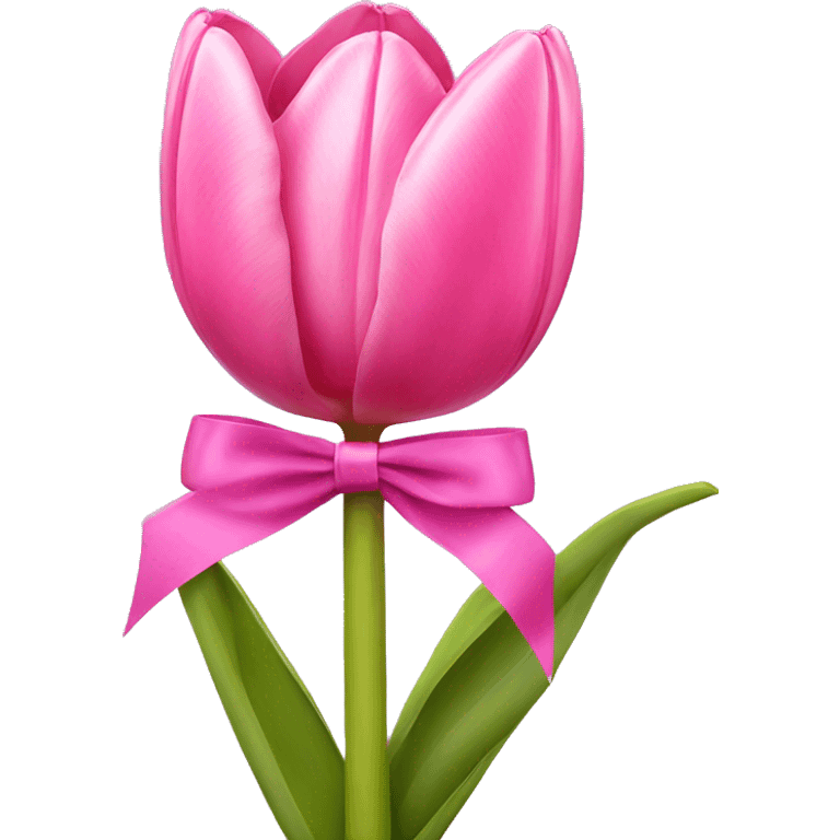 Pink tulips with a bow emoji