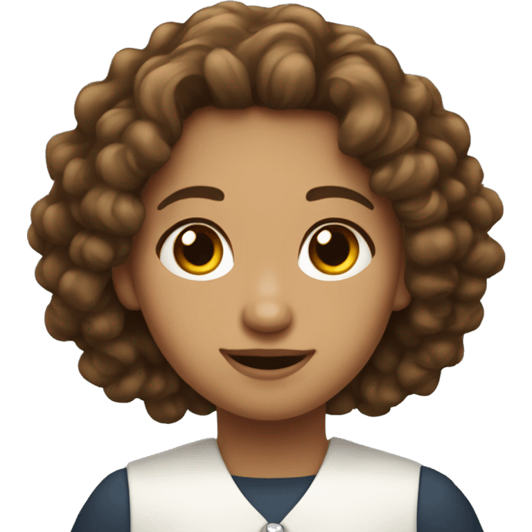 Pentecostal girl with curly brown hair emoji