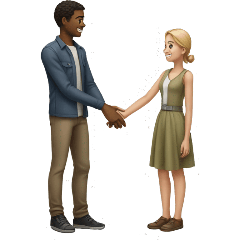 Young man giving a hand to a young woman emoji