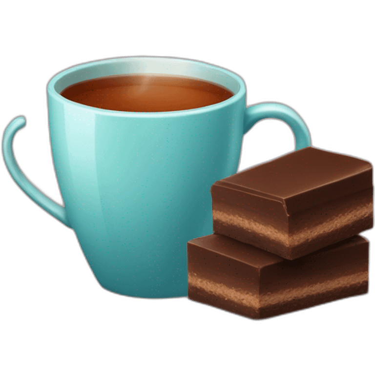 A cup of tea and a bar of chocolate emoji