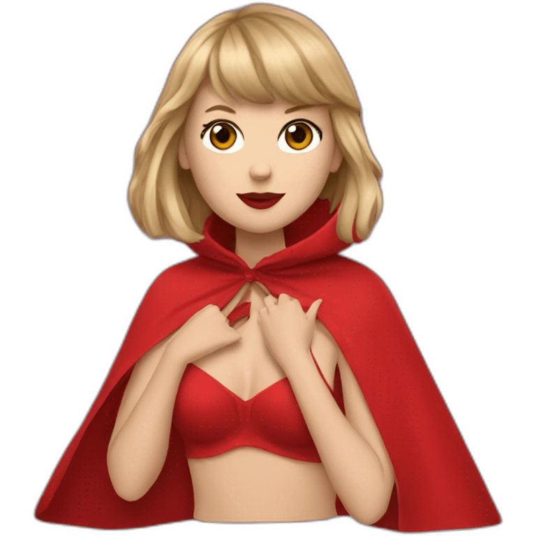 Taylor Swift wearing red poncho emoji