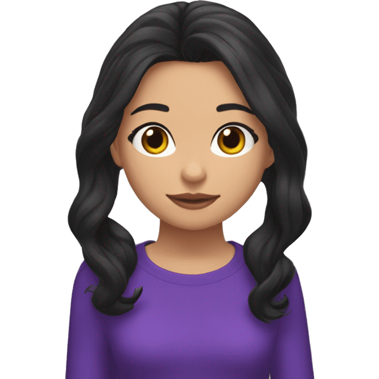 Una chica vestida de morado dice Olivia Rodrigo en su camisa cabello negro y una corona  emoji