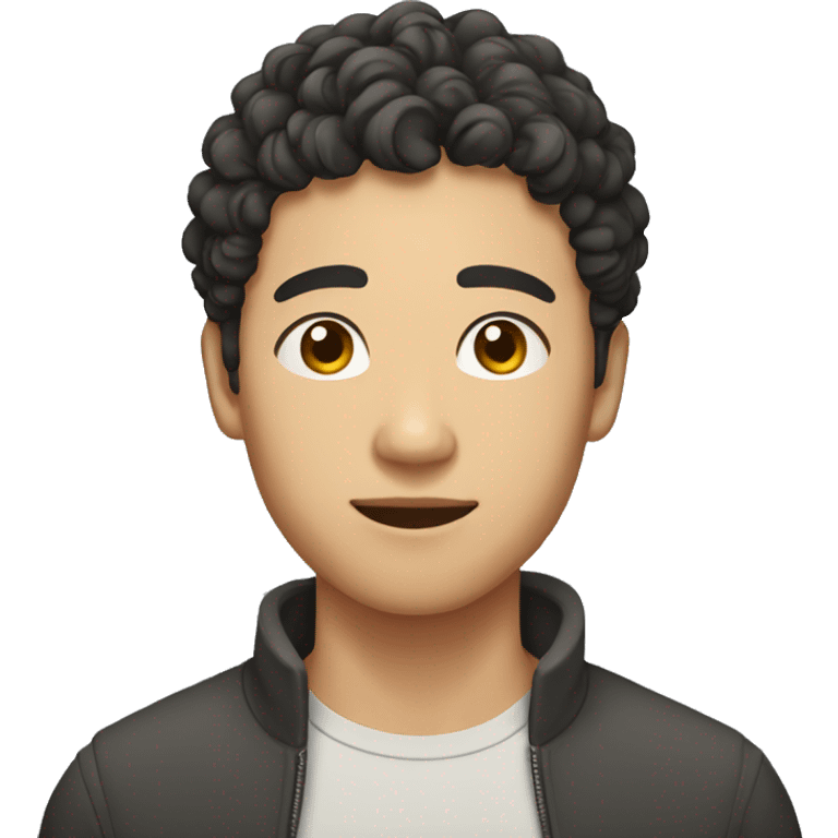 asian guy in his 20s with curly hair emoji