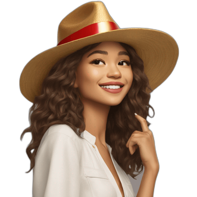 Zendaya pose con un sobrero de navidad emoji