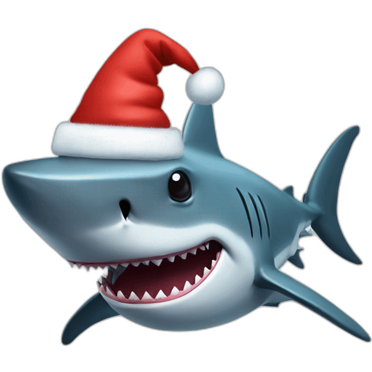 Shark with a Santa hat emoji