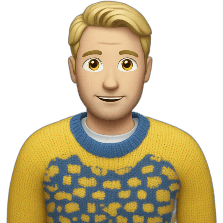 White Man in blue and yellow sweater emoji