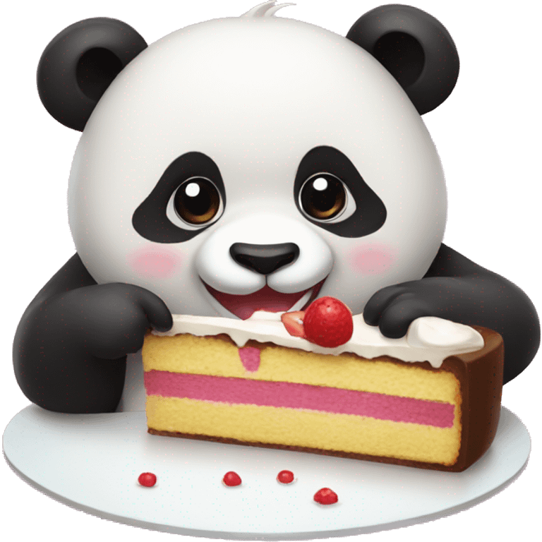 Panda, eating a cake emoji