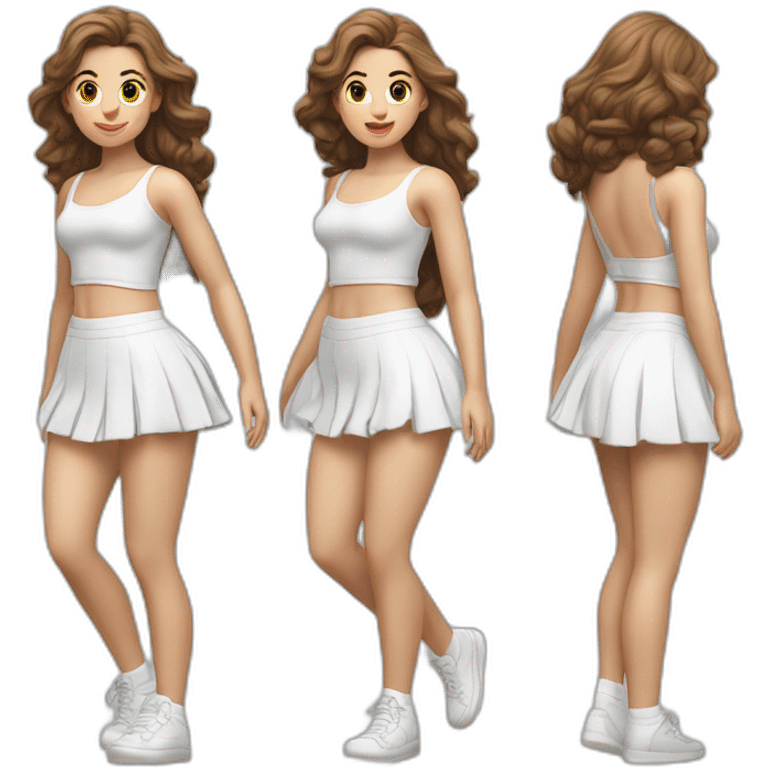 hyperrealistic-full-body-caucasian-curvy-beauty-jumping-small white-skirt-back-and-front-views-strong-wind-white knickers white socks emoji