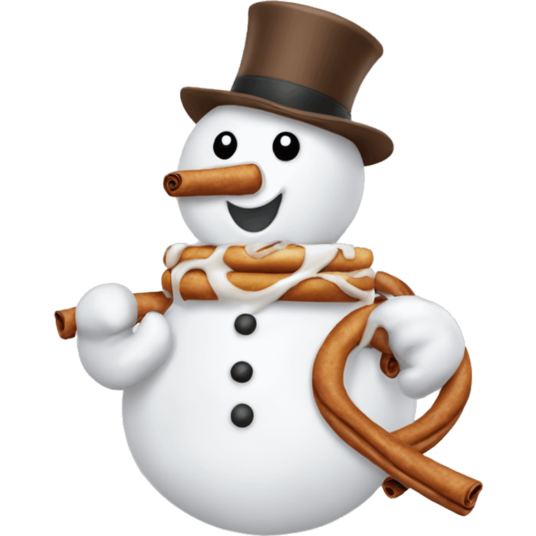 snowman eating cinnamon roll emoji