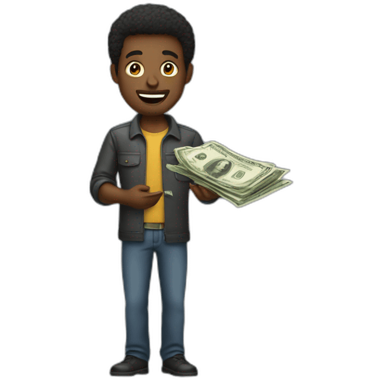 black man paying money emoji