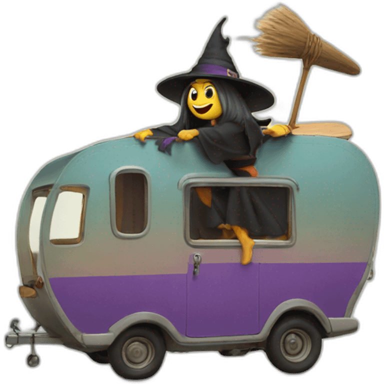 Witch surfing on a caravan  emoji