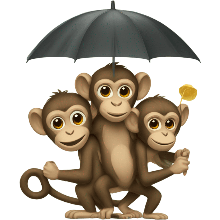 Monkeys with umbrella emoji