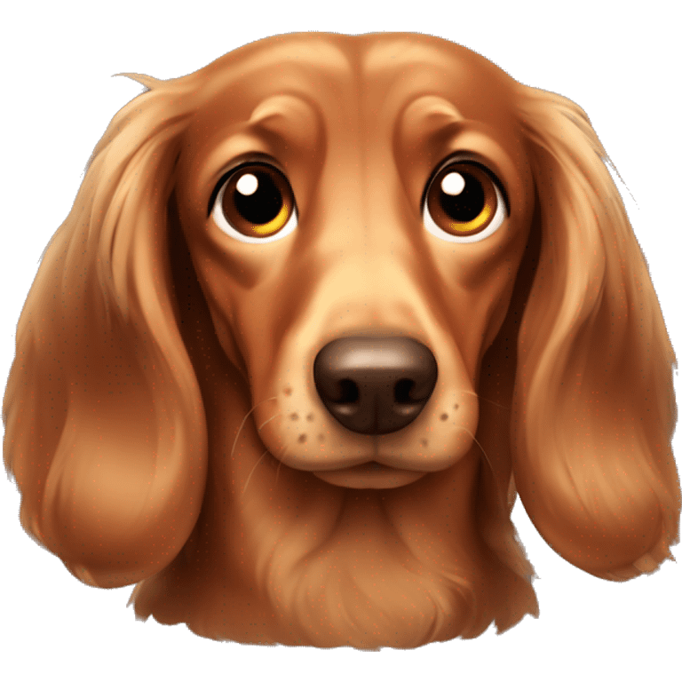 Sad brown Long-haired dachshund emoji