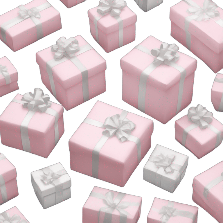 Light pink Christmas gifts under a white Christmas tree  emoji