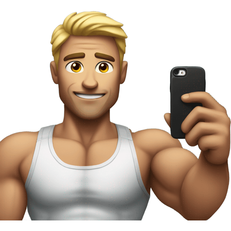 muscular male with phone selfie not muscular emoji