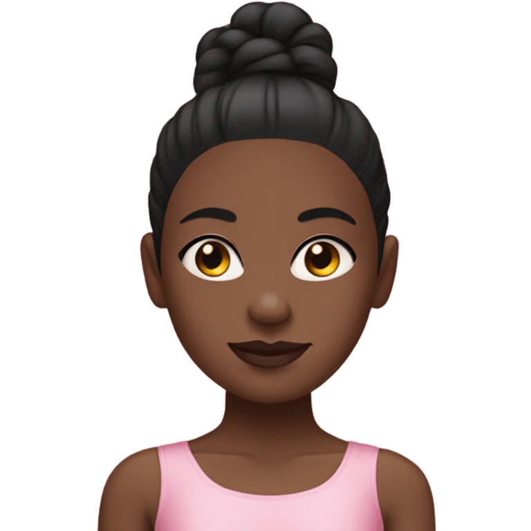 black girl with a black slick bun and a pink leotard with a pink tutu  emoji