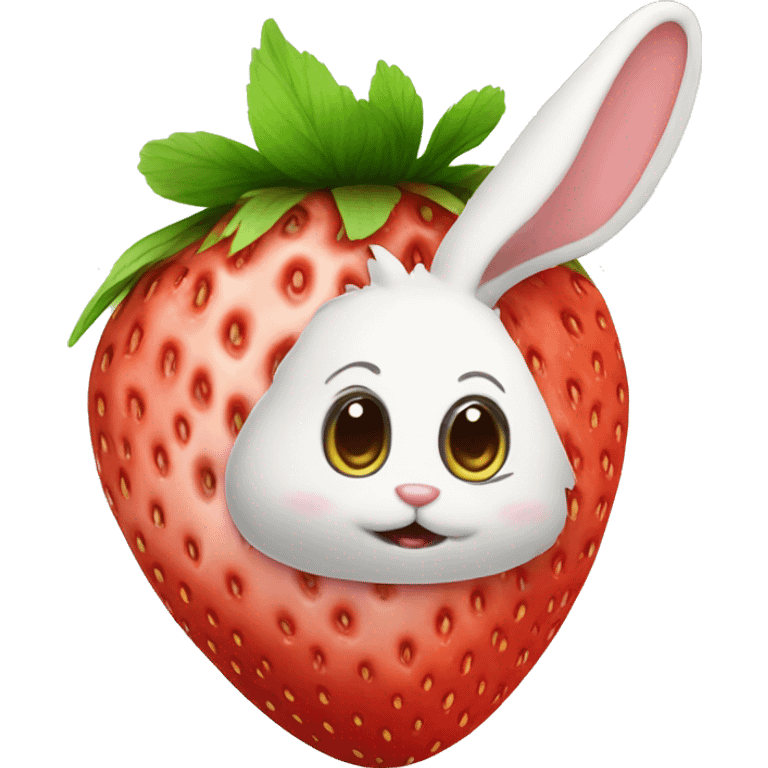 bunny shaped strawberry with cute face emoji