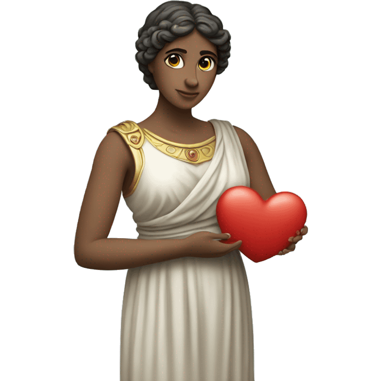 Greek Sappho holds a heart in her hand emoji