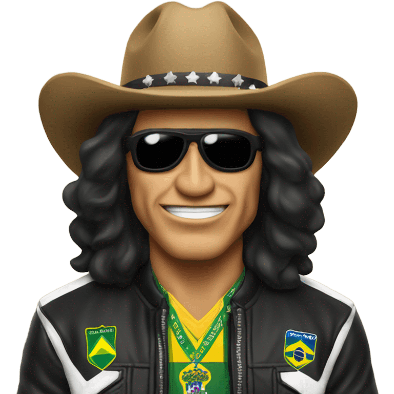 gene simmons wearing cowboy hat and brazil soccer jersey  emoji