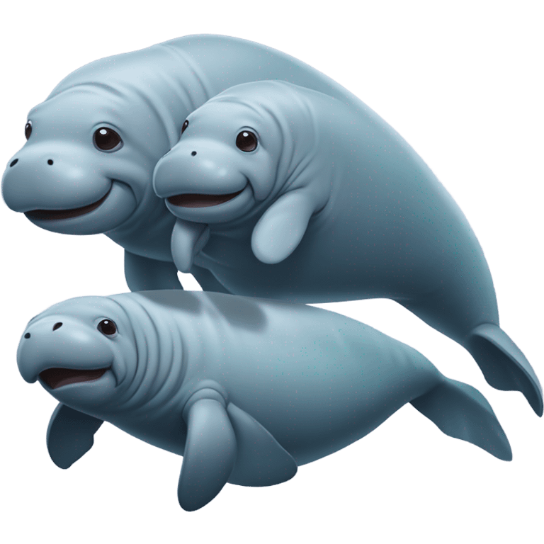 a family of mom, dad and son manatee emoji