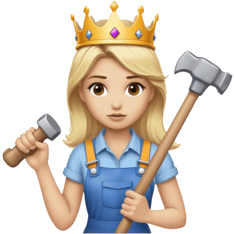 blond construction girl with a crown and a sledge hammer emoji