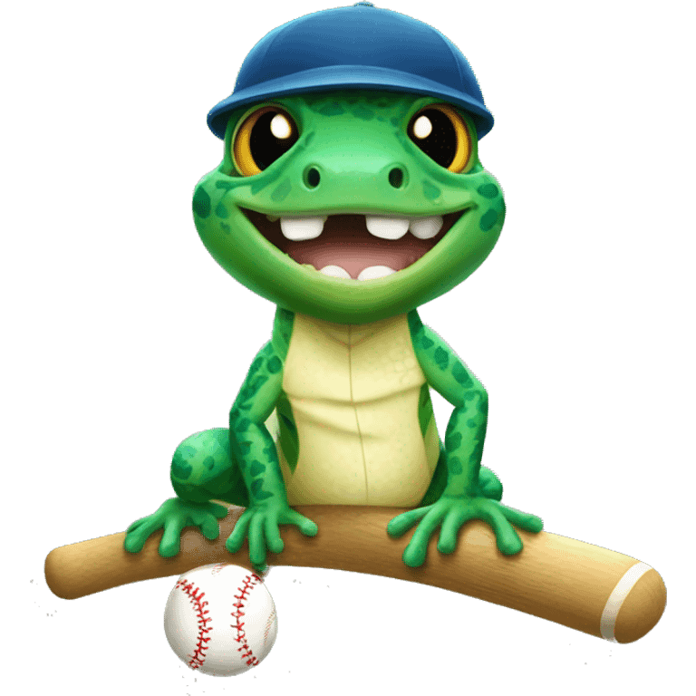 Gecko with baseball emoji